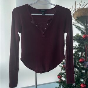 Forever 21 Burgundy Long Sleeve Henley